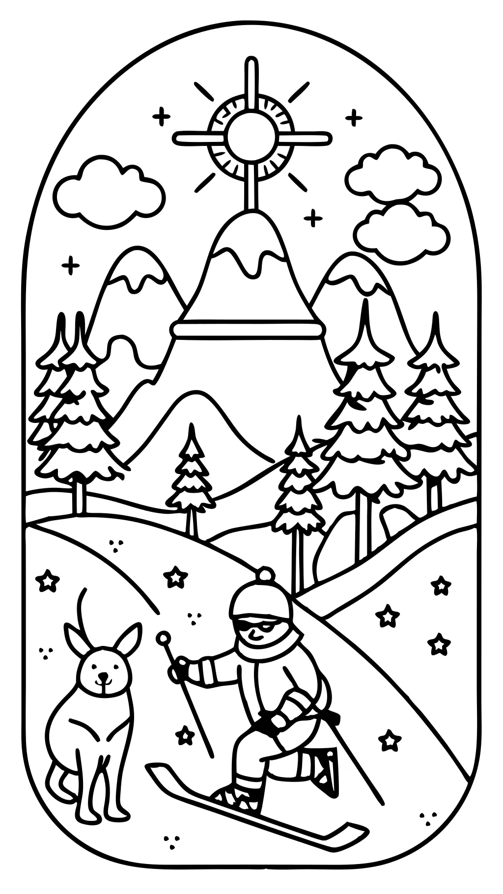 skiing coloring page